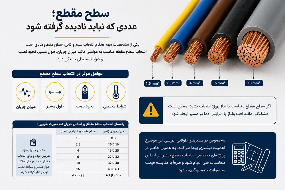 راهنمای انتخاب سطح مقطع مناسب سیم و کابل